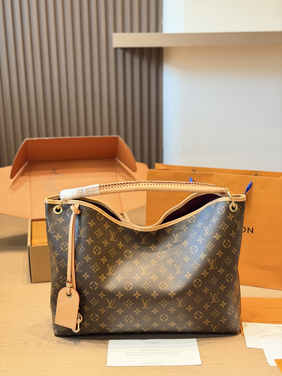LV Carryall Handbag Monogram Canvas Cowhide Leather Adjustable